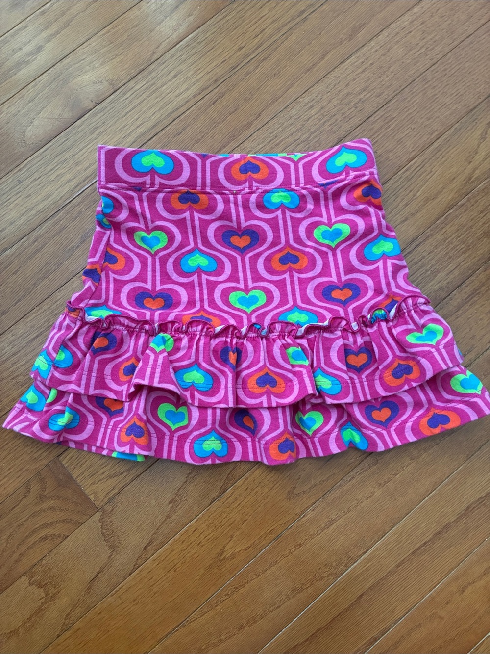 Neon Retro J. Khaki Girls' Pink Heart Print Ruffle Skirt